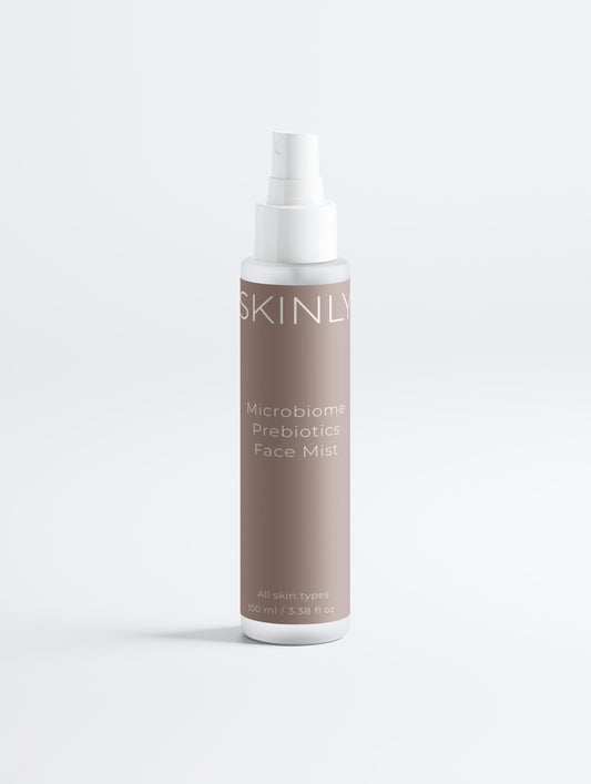 SKINLY microbiome prebiotics face mist, hydrating facial spray that supports skin balance, strengthens the skin barrier and refreshes the complexion for healthy, radiant skin