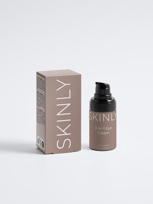 SKINLY 3-in-1 eye cream, anti-aging eye treatment that reduces dark circles, puffiness and fine lines for smoother brighter under eyes