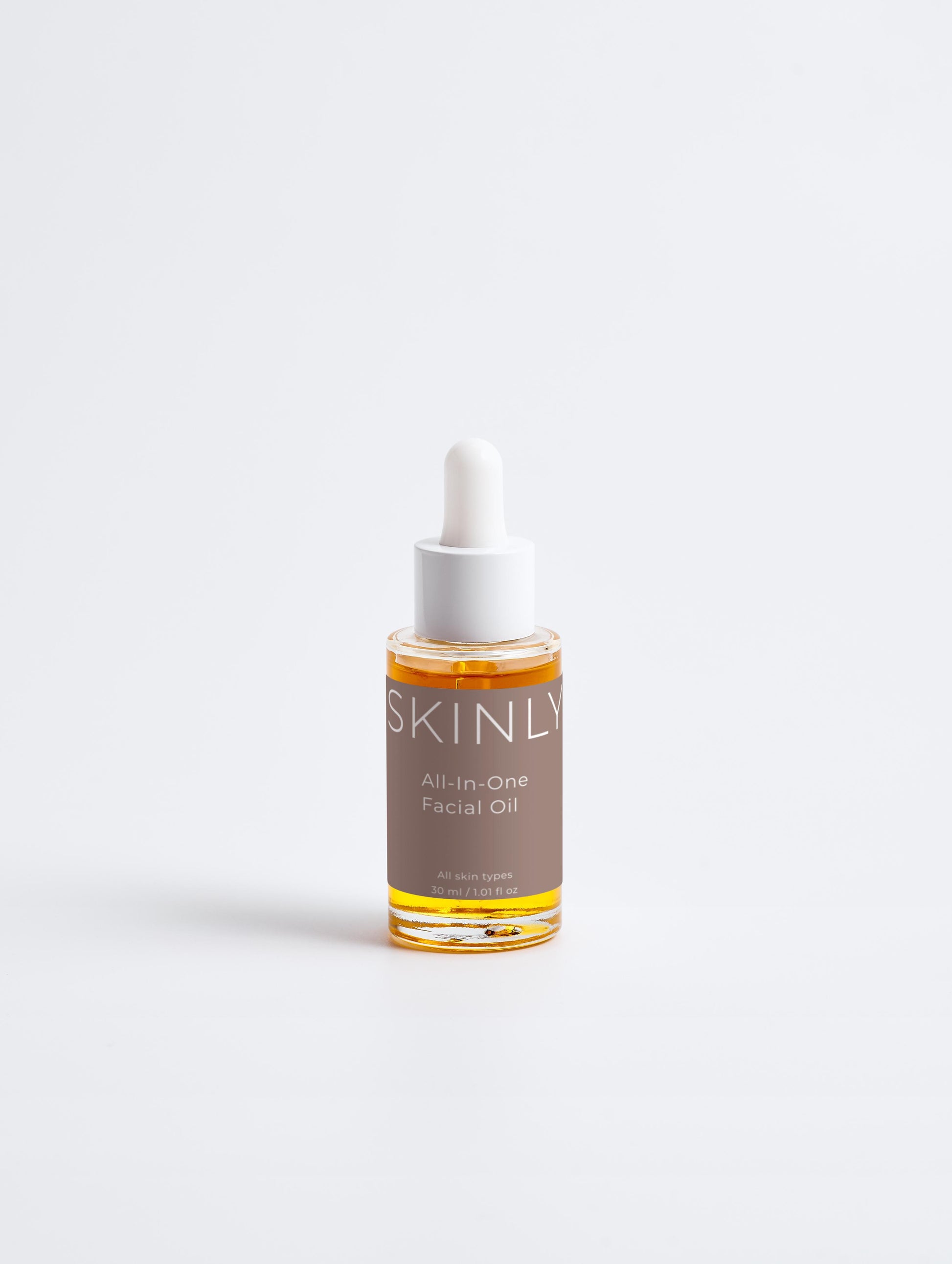 SKINLY all in one facial oil bottle with dropper, luxury hydrating face oil for smooth radiant and nourished glowing skin