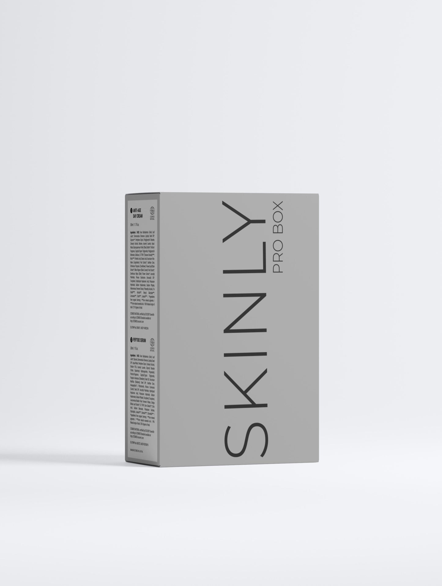 SKINLY Pro Box anti-ageing performance duo packaging, premium skincare set designed to hydrate, firm skin and reduce fine lines for a youthful radiant appearance
