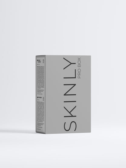 SKINLY Pro Box anti-ageing performance duo packaging, premium skincare set designed to hydrate, firm skin and reduce fine lines for a youthful radiant appearance