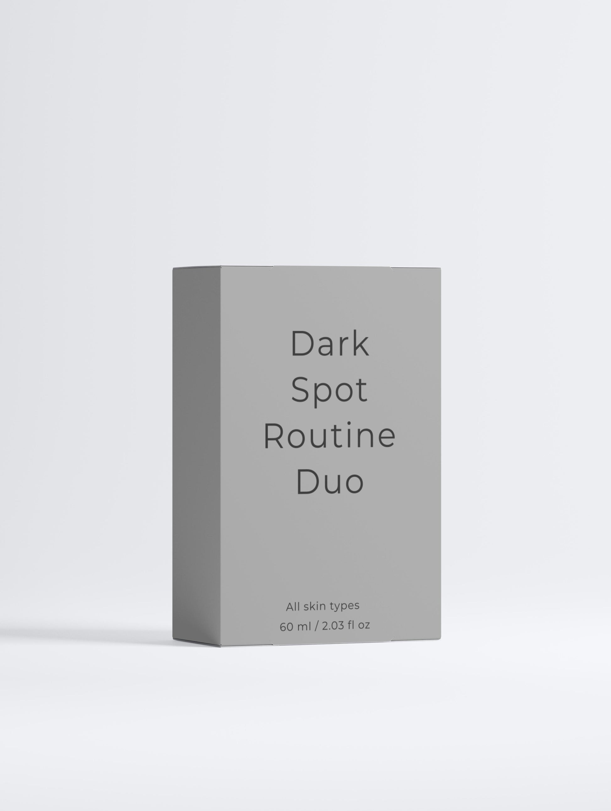 Dark Spot Routine Duo skincare set packaging, brightening routine for hyperpigmentation and uneven skin tone, complete skincare duo for radiant and even glowing skin
