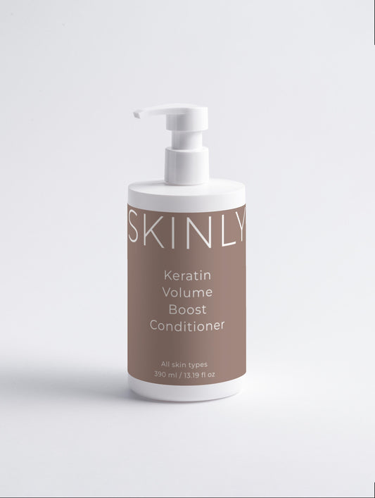 SKINLY keratin volume boost conditioner bottle, hydrating strengthening conditioner for fuller thicker smooth healthy hair and added shine