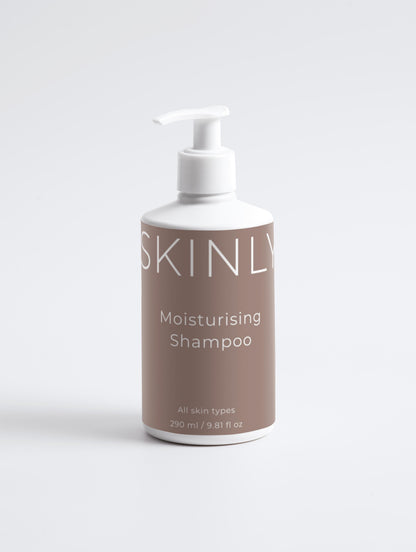 SKINLY moisturising shampoo bottle with pump, hydrating nourishing shampoo for soft smooth healthy hair and daily haircare routine