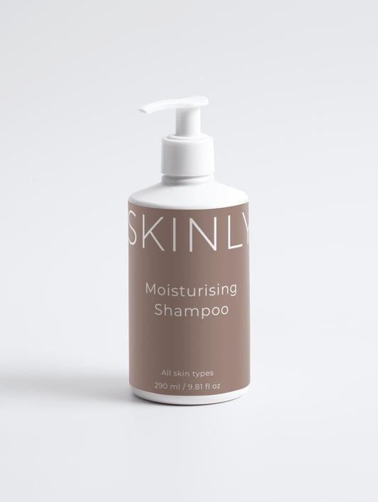 SKINLY moisturising shampoo bottle with pump, hydrating nourishing shampoo for soft smooth healthy hair and daily haircare routine