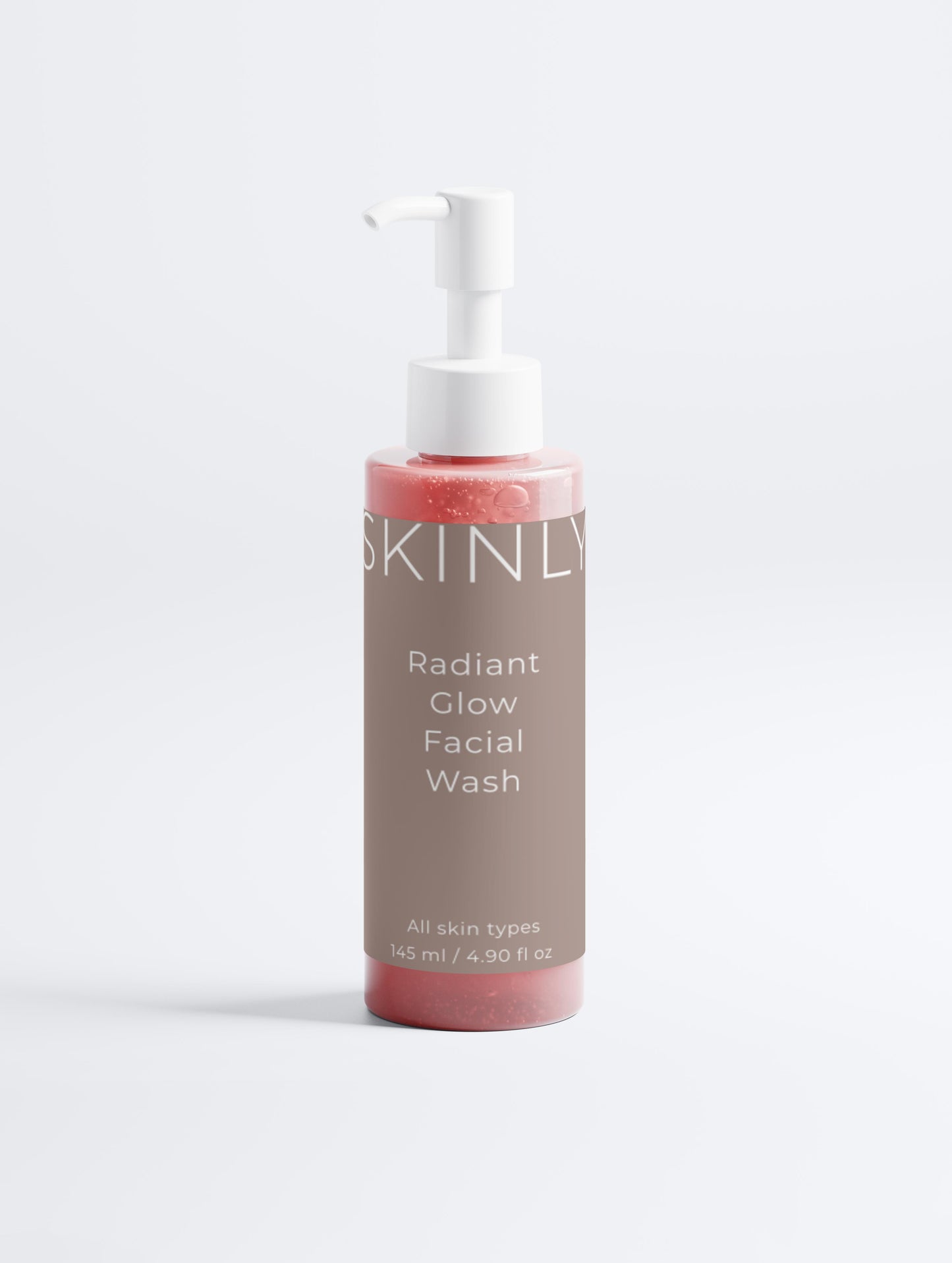 SKINLY Radiant Glow Facial Wash in pump bottle, pink gel face cleanser with aloe vera, blackberry extract and glycerin for deep cleansing, oil control and hydrated glowing skin