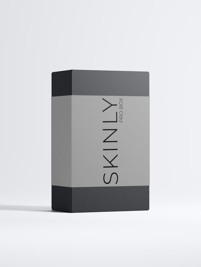 SKINLY Pro Box luxury skincare set in elegant black packaging, premium beauty gift box for glowing healthy skin routine