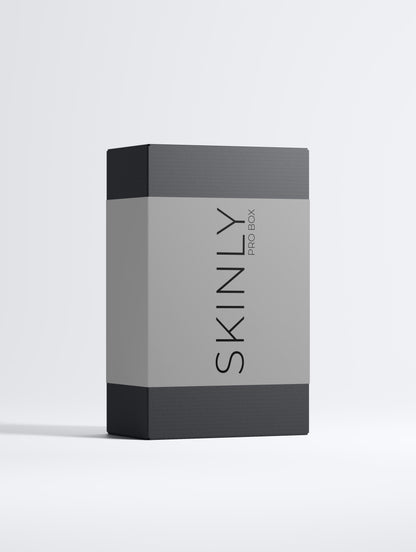 SKINLY PRO Sensitive Body Duo box packaging, professional skincare set for sensitive skin, soothing and hydrating body care for soft smooth and healthy skin